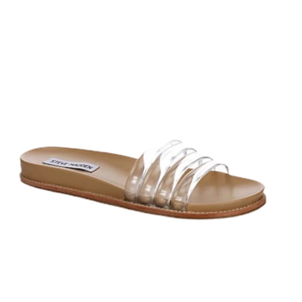 New STEVE MADDEN DRIPS FLAT SLIDE SANDAL - CLEAR